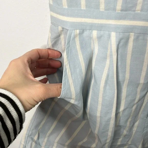 Saylor Willa Blue Striped Cut Out Front Romper - Picture 4 of 8